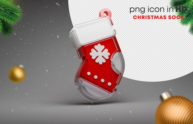 3d icon with transparent background - christmas sock (right)