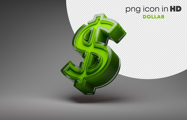 3d icon with transparent background - dollar (left-up)