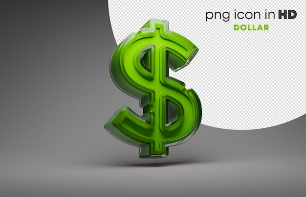 PSD 3d icon with transparent background - dollar (right)