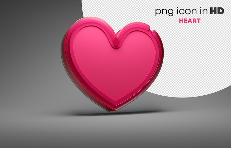PSD 3d icon with transparent background - heart (right)