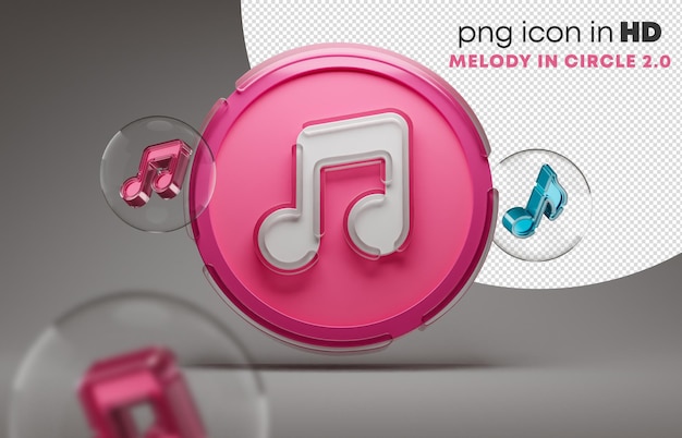 PSD 3d icon with transparent background - melody in circle 2.0