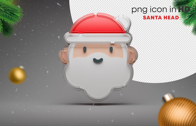 PSD 3d icon with transparent background - santa head