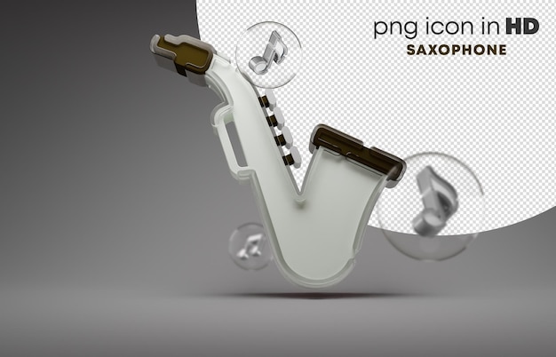 3d icon with transparent background - saxophone