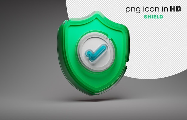 3d icon with transparent background - shield (right)