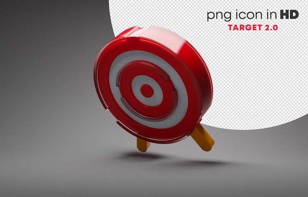 3D icon with transparent background - target 2.0 (left-down)