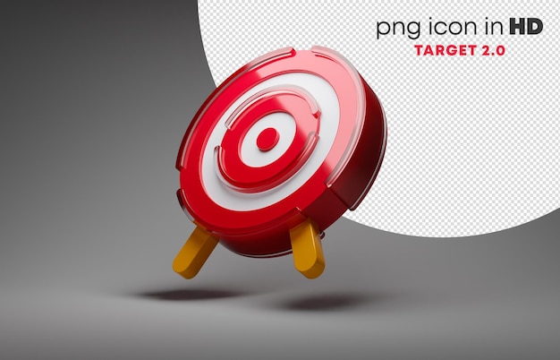 3D icon with transparent background - target 2.0 (left-up)