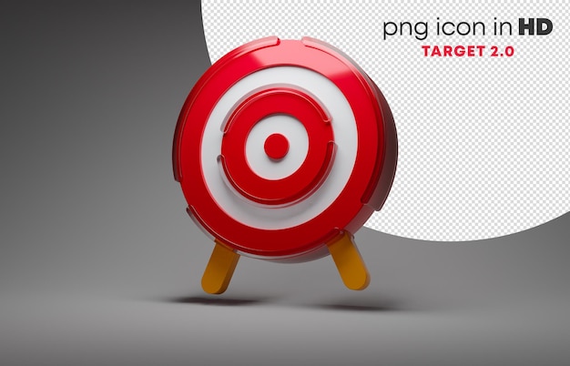 3D icon with transparent background - target 2.0 (left)