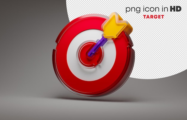 PSD 3d icon with transparent background - target (left)