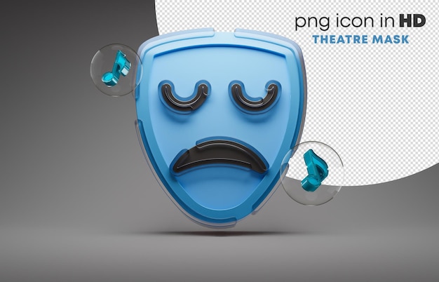 PSD icona 3d con sfondo trasparente - maschera teatrale