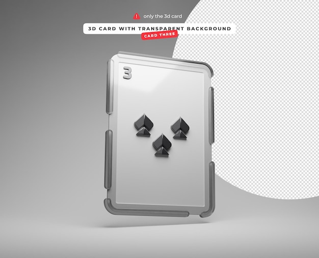 PSD 3d icon with transparent background three of spades card right