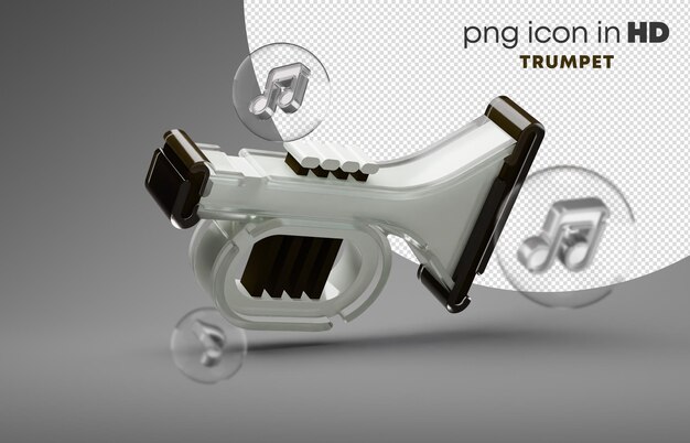 PSD 3d icon with transparent background - trumpet (right-down)