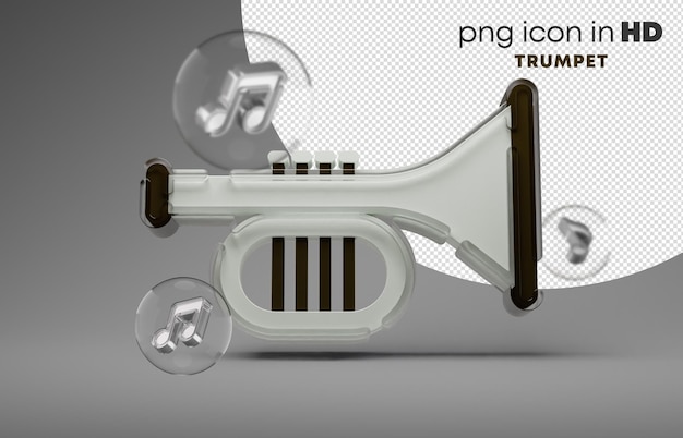 背景が透明な 3d アイコン - トランペット