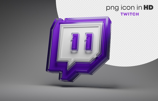 3d icon with transparent background - twitch (left)