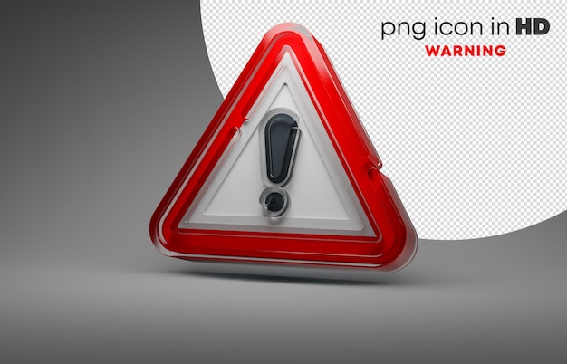 PSD 3d icon with transparent background - warning (left)