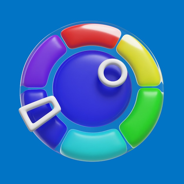 PSD 3d icon with wheel colors