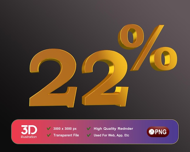 A 3d icon with the word 2 % on it