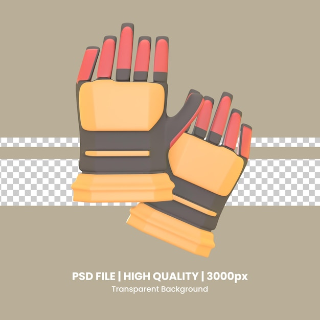 PSD 3d icon worker glove rendered isolated on the transparent background