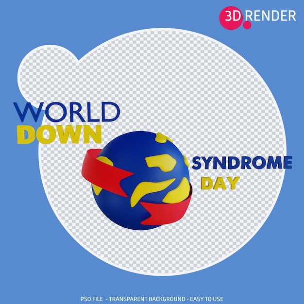 PSD giornata mondiale della sindrome di down dell'icona 3d