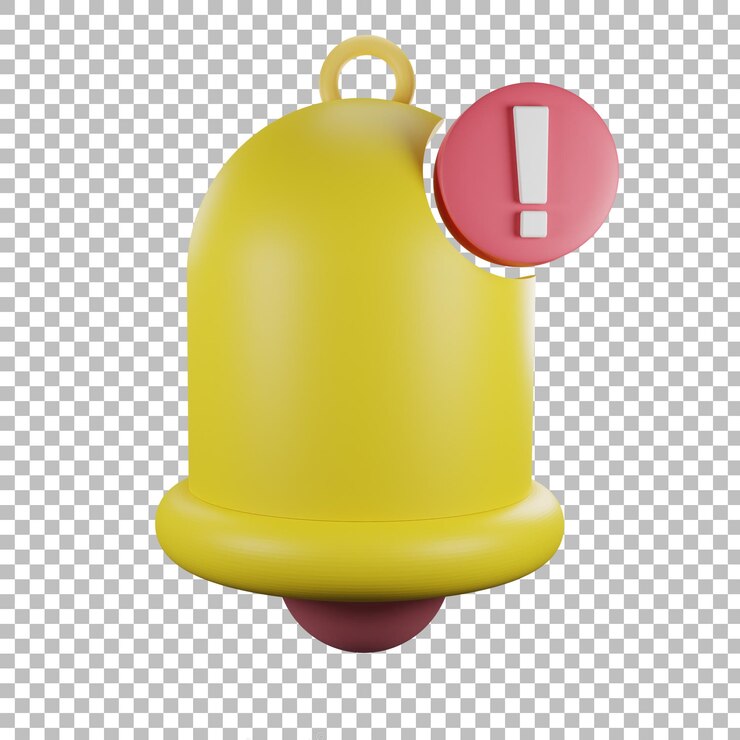PSD 3d icon yellow red notification  with transparent background