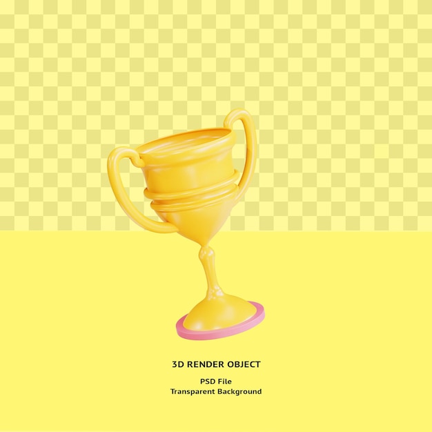 3d icon yellow trophy isolated rendered