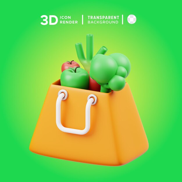 PSD 3d-icone illustratie van een papieren zak