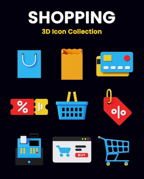 3D-iconen voor winkelen