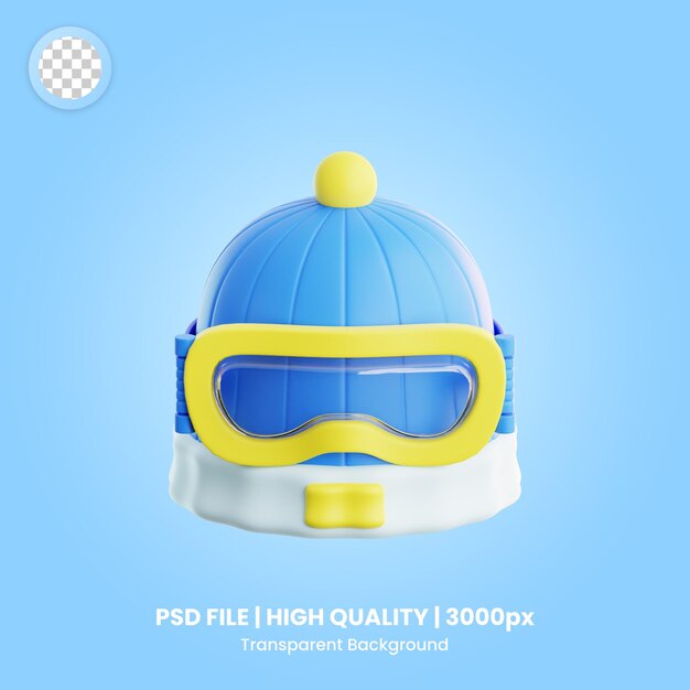 PSD icone 3d beanie end ski googles