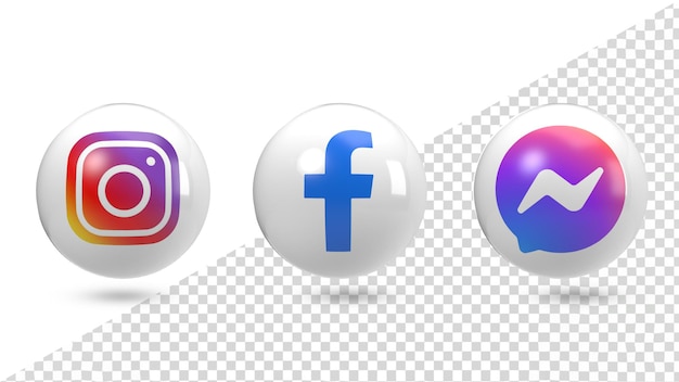 PSD 3d icons from messenger instagram and facebook to compose