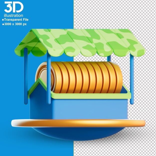 PSD 3 d アイコン ゴールド マーケット アイコン分離 3 d レンダリング図