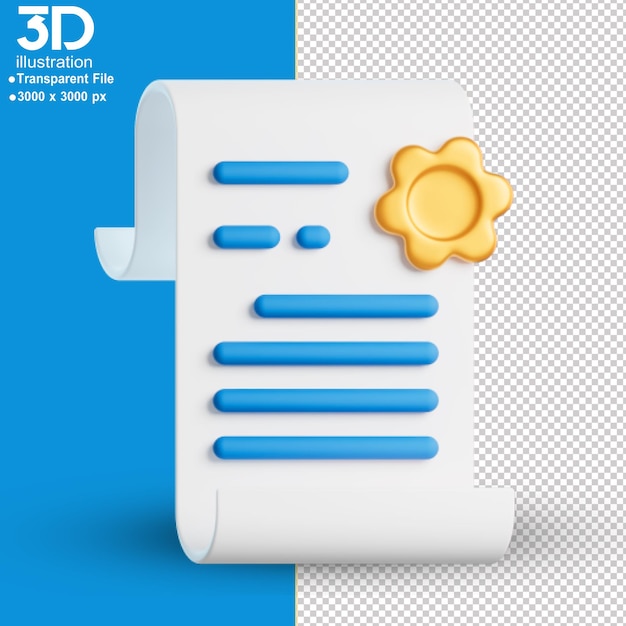 PSD 3d-иконки иконка бумаги изолированная 3d-рендеринговая иллюстрация