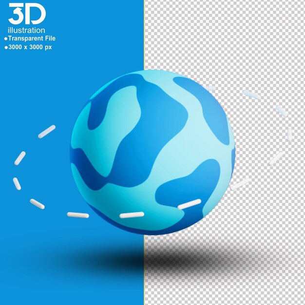 PSD icone 3d icona del pianeta isolata illustrazione di rendering 3d