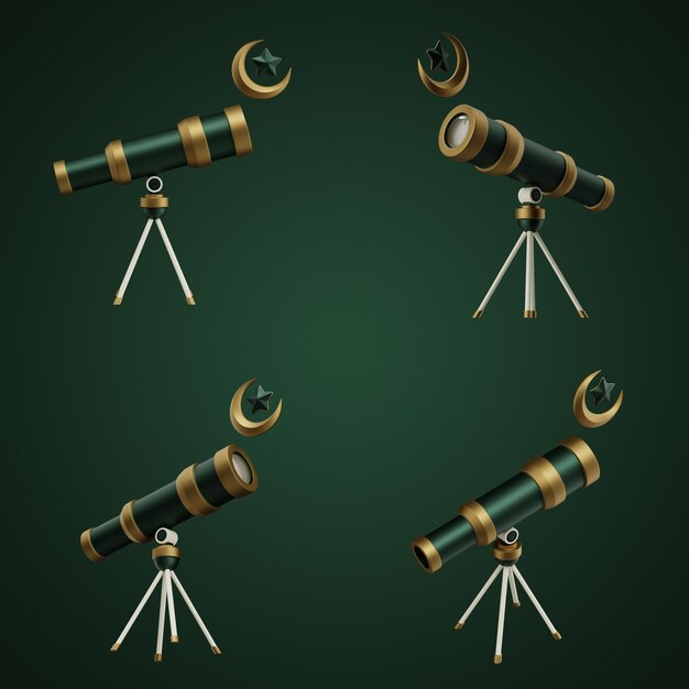 PSD 3d icons ramadan four corners