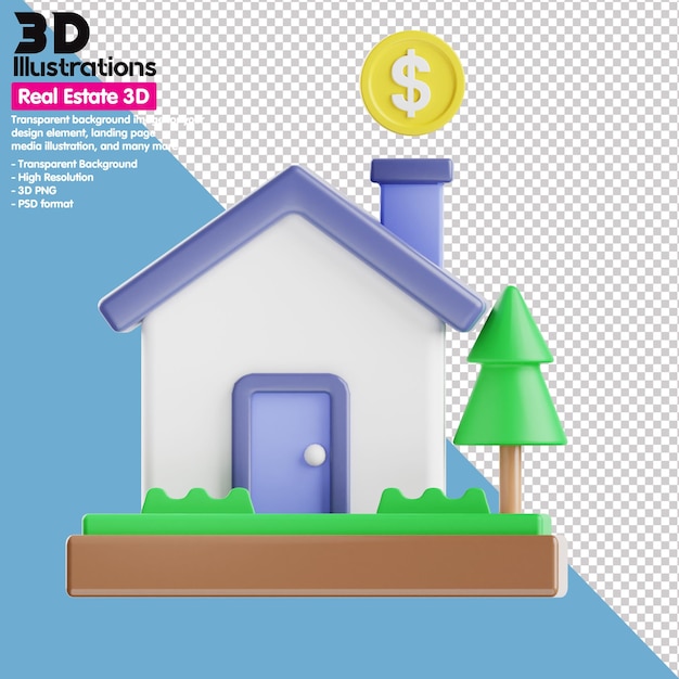 PSD 3d icons set real estate 3d png