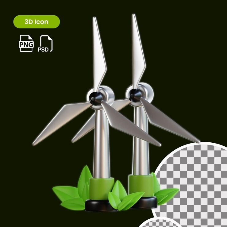 PSD 3d icoon elektrische windmolen premium psd