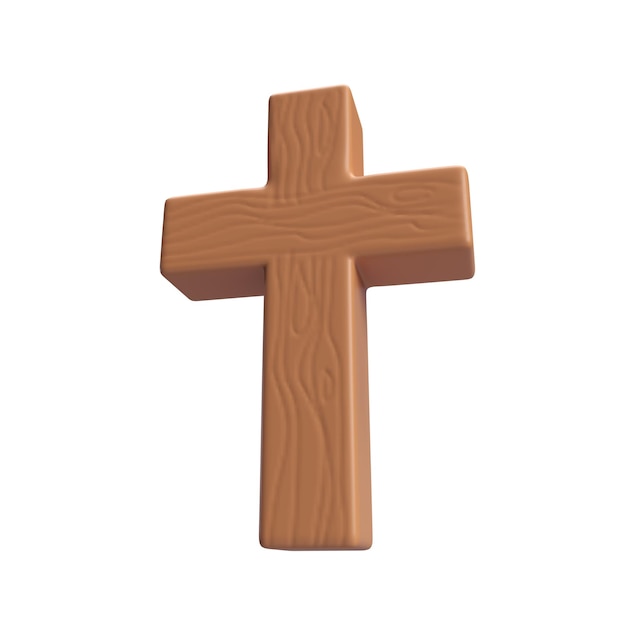 3d icoon Houten Kruis symbool van de opstanding van Jezus Christus Hij is opgestaan Pasen opstanding