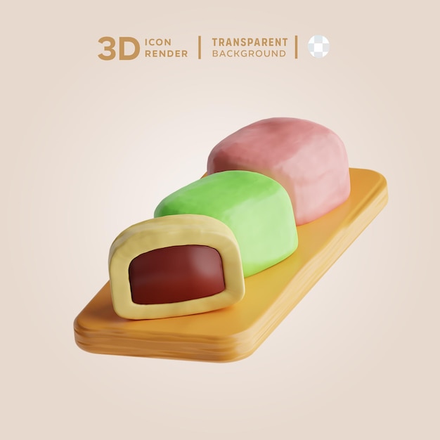 PSD 3d-icoon mochi-taart illustratie van japans eten