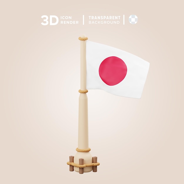 PSD 3d-icoon van de japanse vlag illustratie