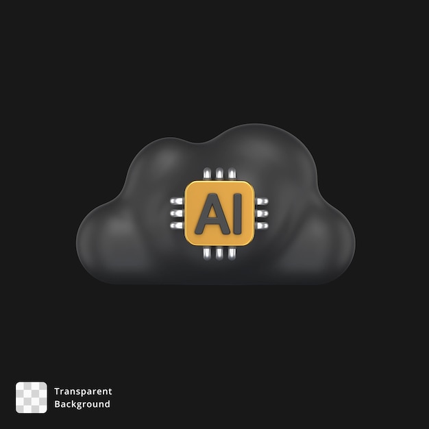 3D-icoon van een op AI gebaseerde wolk