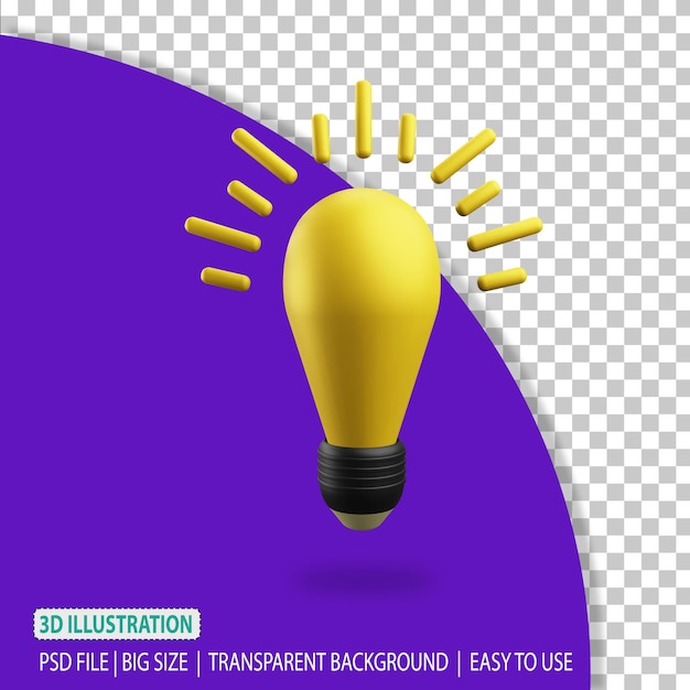 3d idea illustrazione icona educazione rendering con sfondo trasparente