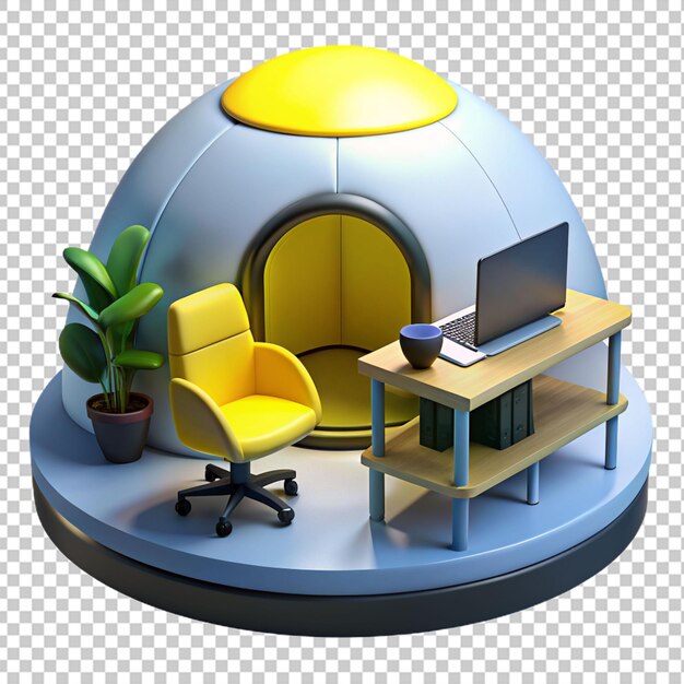 PSD 3d un ufficio igloo con sfondo trasparente