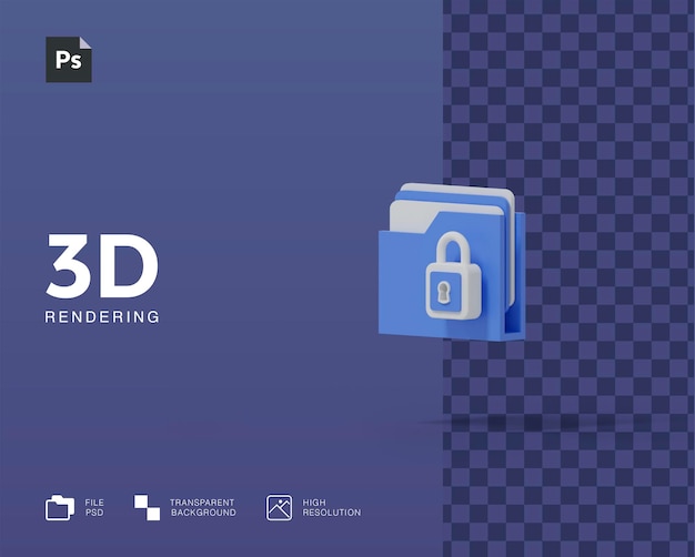 PSD 3d iillustration security folder