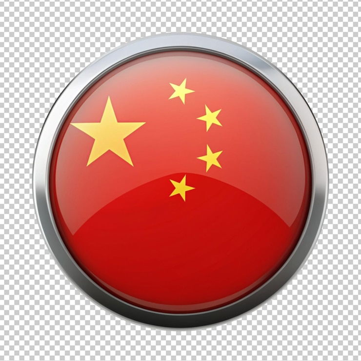 PSD 3d iilustration of china flag badge isolated on white background