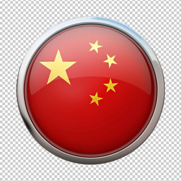 PSD 3d iilustration of china flag badge isolated on white background