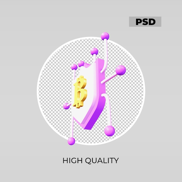 3d Ikona Bitcoin Bezpieczny Wygląd 3