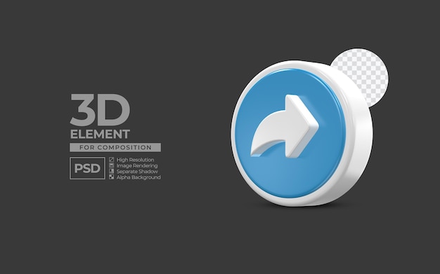 PSD 3d ikona elementu mediów społecznościowych do kompozycji premium psd