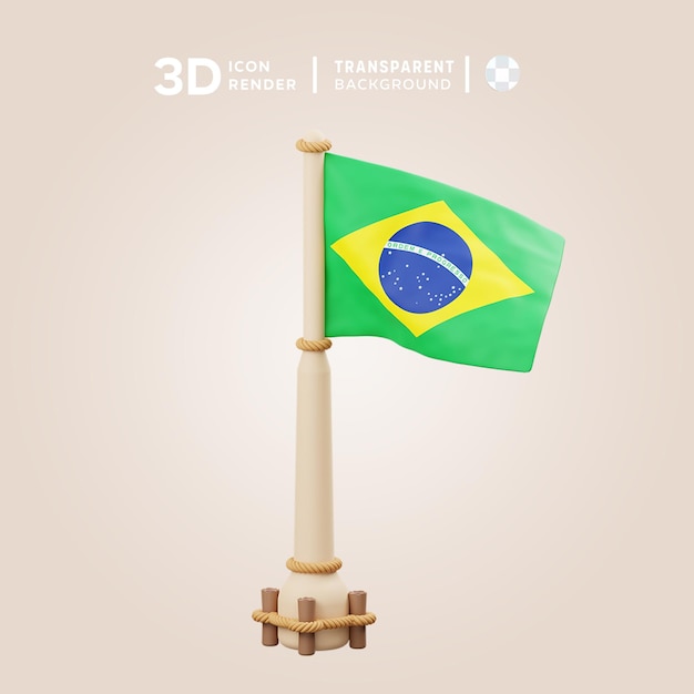 3d Ikona Flagi Brazylii Ilustracja