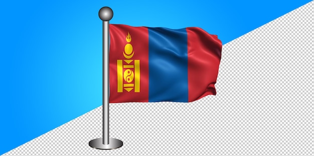 3d ikona flagi Mongolii-odznaka PNG-przezroczyste tło