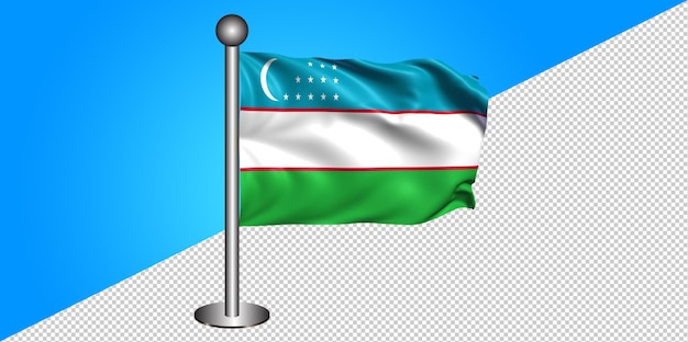 PSD 3d ikona flagi uzbekistanu-znaczek png-przezroczyste tło