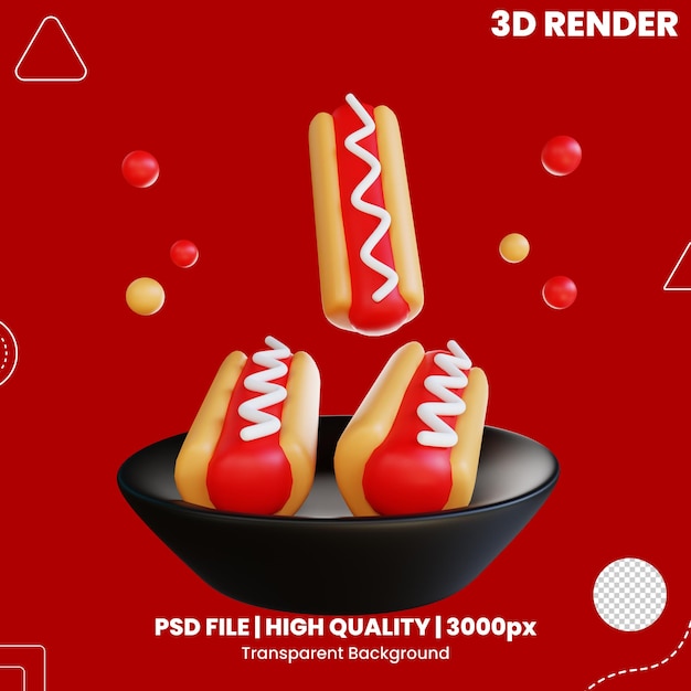 PSD 3d ikona hotdog