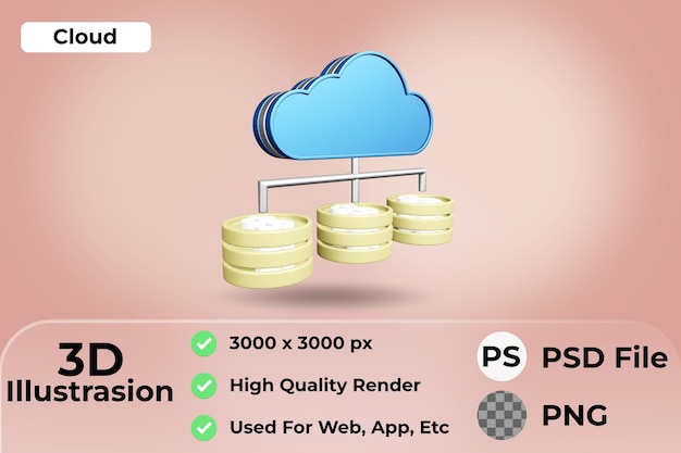 PSD 3d ikona ilustracja chmura.